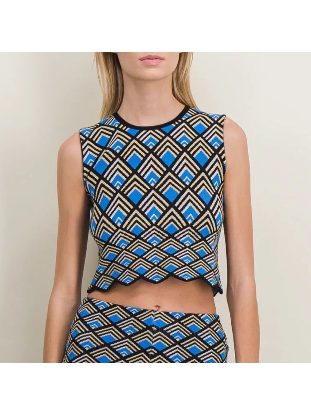 Paco Rabanne Geometric Jacquard Knit Crop Top Size Medium